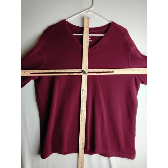 Eddie Bauer Burgundy Maroon Women's V-neck Sweater Sweatshirt XXL Cotton Stretch - Picture 4 of 4